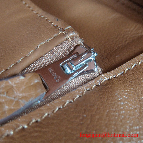 Hermes 35cm Embossed Veins Leather Bag Light Coffee 6089 Silver Hardware Hermes 35cm Embossed Veins Leather Bag Light Coffee 6089 Silver Hardware
